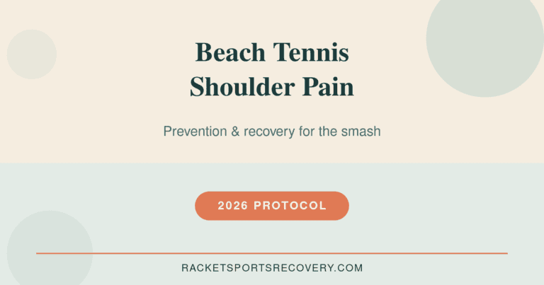 Featured image for Beach Tennis Shoulder Pain: Prevention & Recovery (2026) — beach tennis shoulder pain illustrated