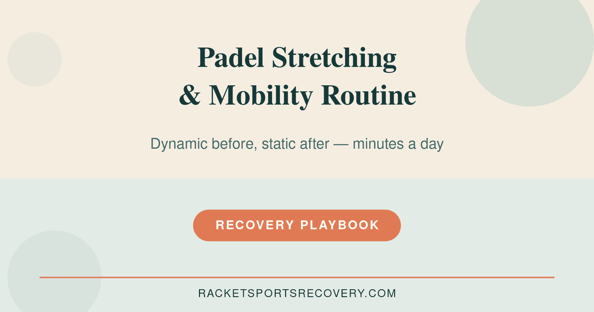 Featured image for The Complete Padel Stretching & Mobility Routine (2027) — padel stretching routine illustrated